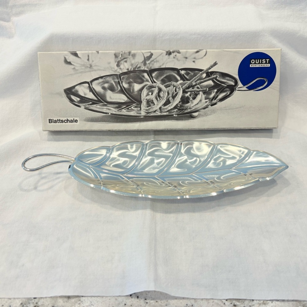 Vintage Quist Württemberg Electro-Plated Leaf Dish 6668 W. Germany NIB Silver